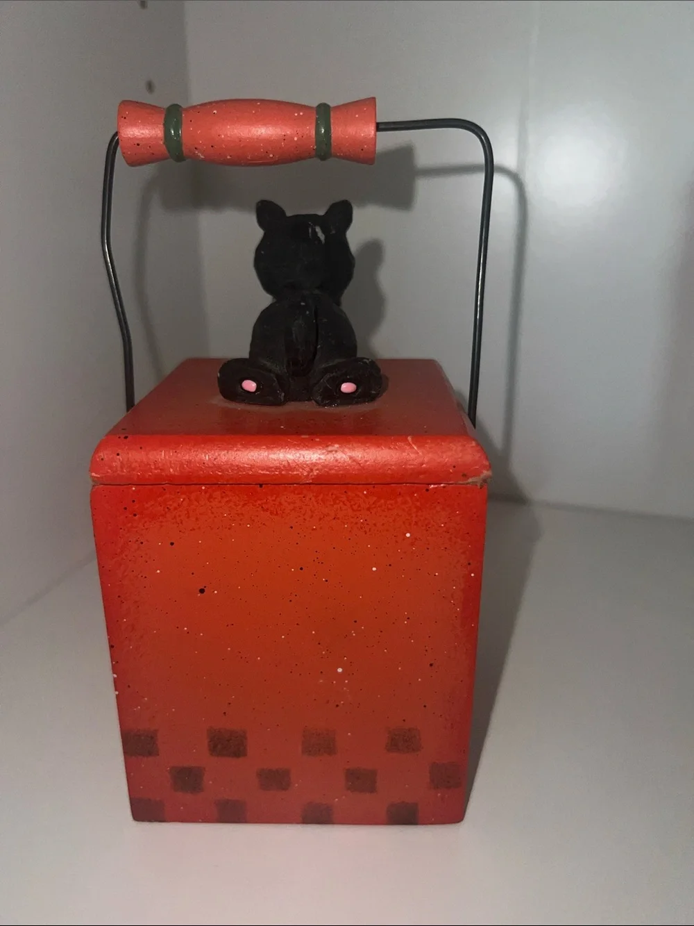 Decorative Orange Cat Box with Black Cat Accent - Unbranded